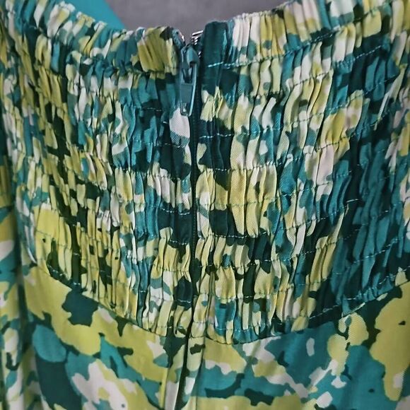 R&K Originals, spring, summer dress. Art deco floral Size 16, greens, yellow and - Picture 3 of 6